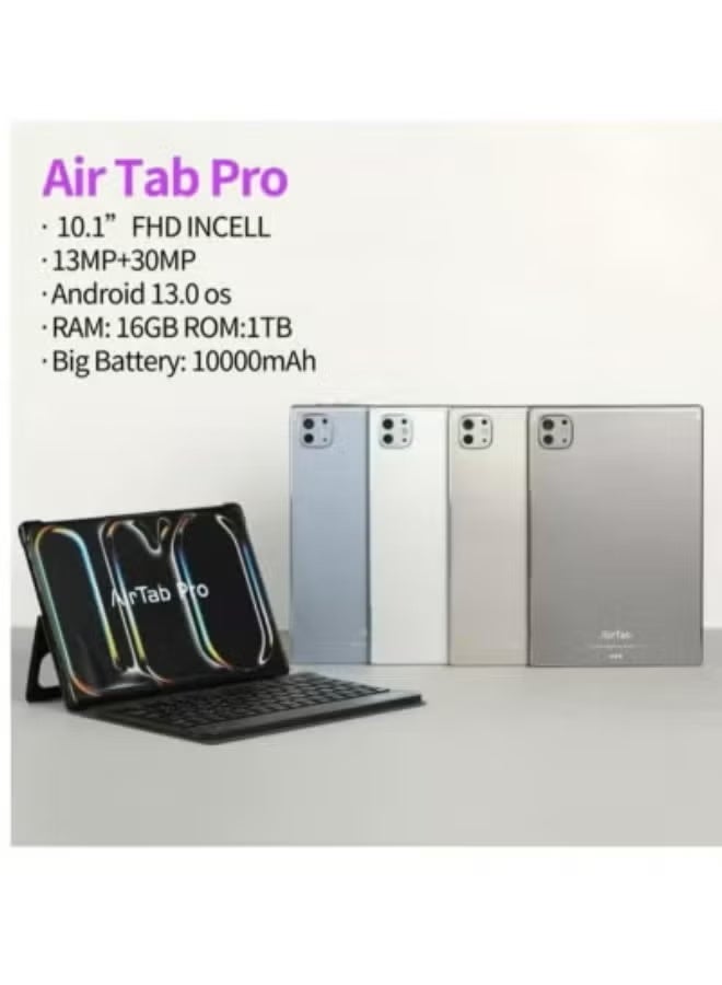 AIR TAB Pro Android Tablet 10.1-Inch Full HD Touchscreen, 16GB RAM, 1TB Storage, 10000mAh Battery, Dual SIM, WiFi Bluetooth, Fast Octa-Core Processor with Arabic Keyboard, Titanium Grey - Image 3